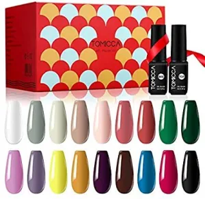 New in box! TOMICCA Gel Nail Polish Set - 18 Popular Colours Nail Polish Kit Soak Off UV LED Gel Polish