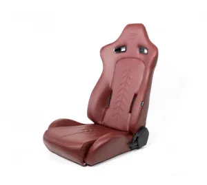 NRG RSC-810MAR L/R "The Arrow" Maroon Vinyl Racing Seat with Maroon Stitching