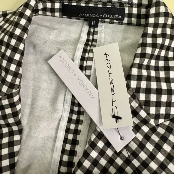 NWT Amanda   Chelsea Black and White Checkered blazer size 12