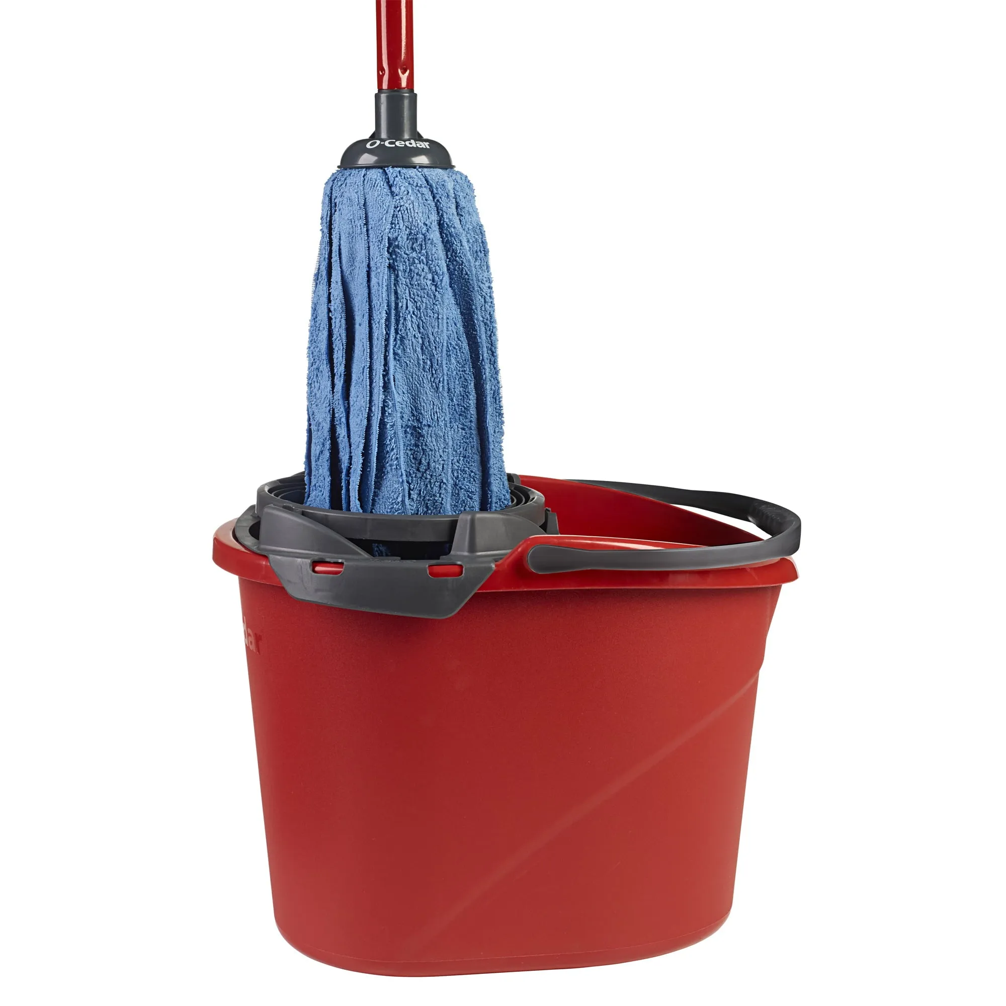 O-Cedar QuickWring Bucket, 2.5 Gallon Mop Bucket with Wringer, Red