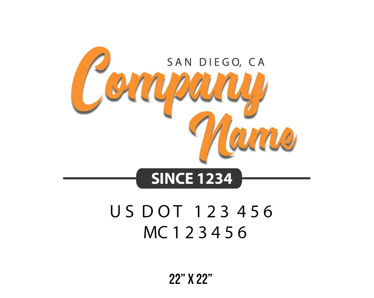 Old School Style Company Name Truck Decal USDOT, 2 Pack