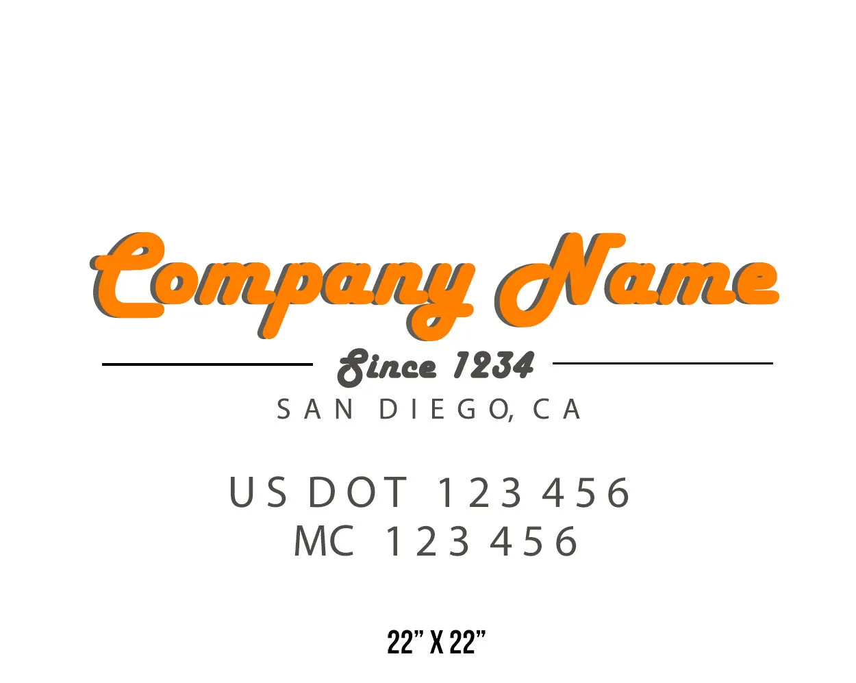 Old School Style Company Name Truck Decal USDOT, 2 Pack