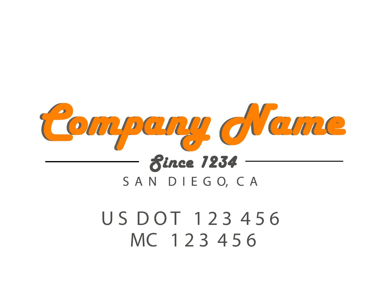 Old School Style Company Name Truck Decal USDOT, 2 Pack