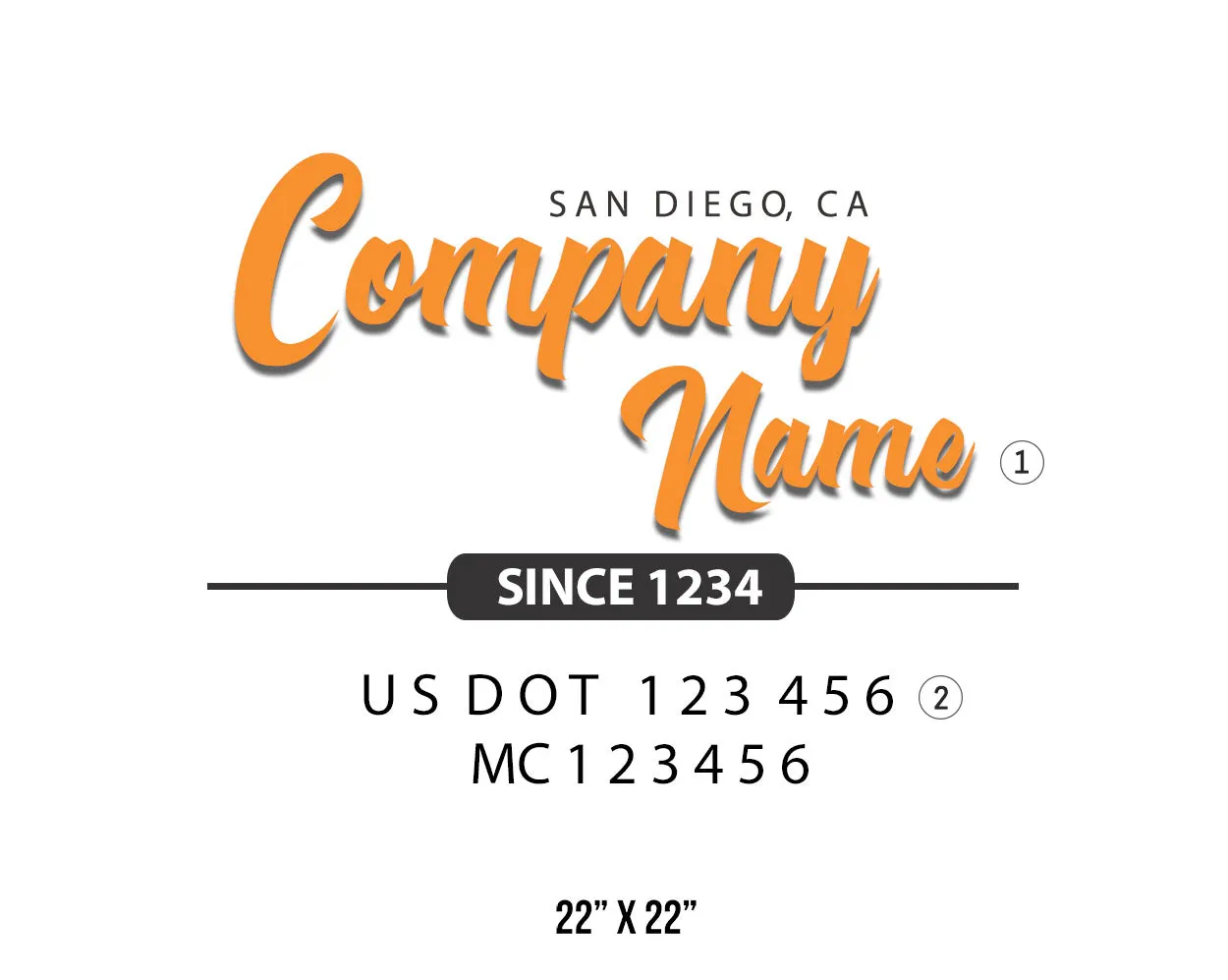 Old School Style Company Name Truck Decal USDOT, 2 Pack