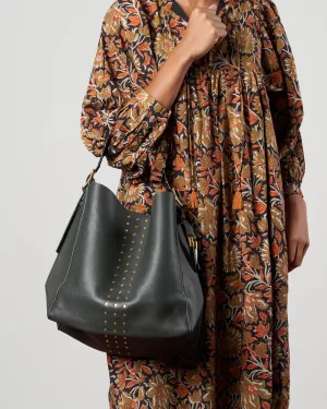 olive brass stud somerset hobo - olive