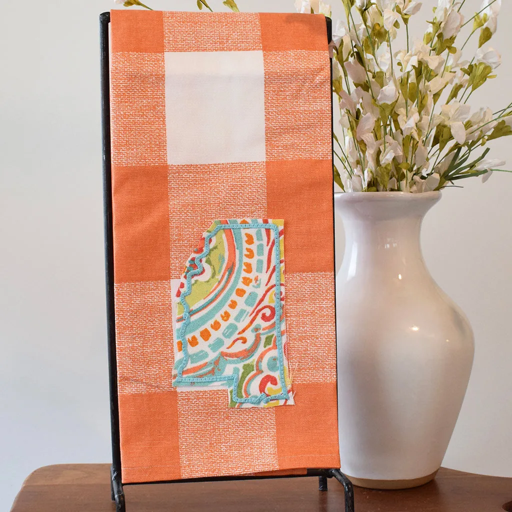 Orange Check Mississippi Hand Towel