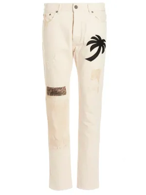 Palm Angels Palm Tree Patch Distressed Jeans