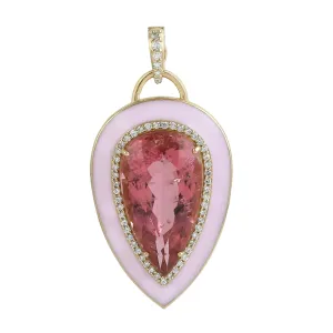 Pear Cut Facteed Tourmaline Pave Diamond Enamel Handmade Jewelry For Her