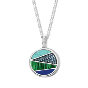 Pendentif TI SENTO - Argent, Malachite et Pierre Bleue (6804TQ)