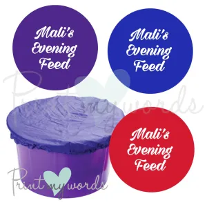 Personalised Bucket Feed Bowl Cover - Script Evening Design