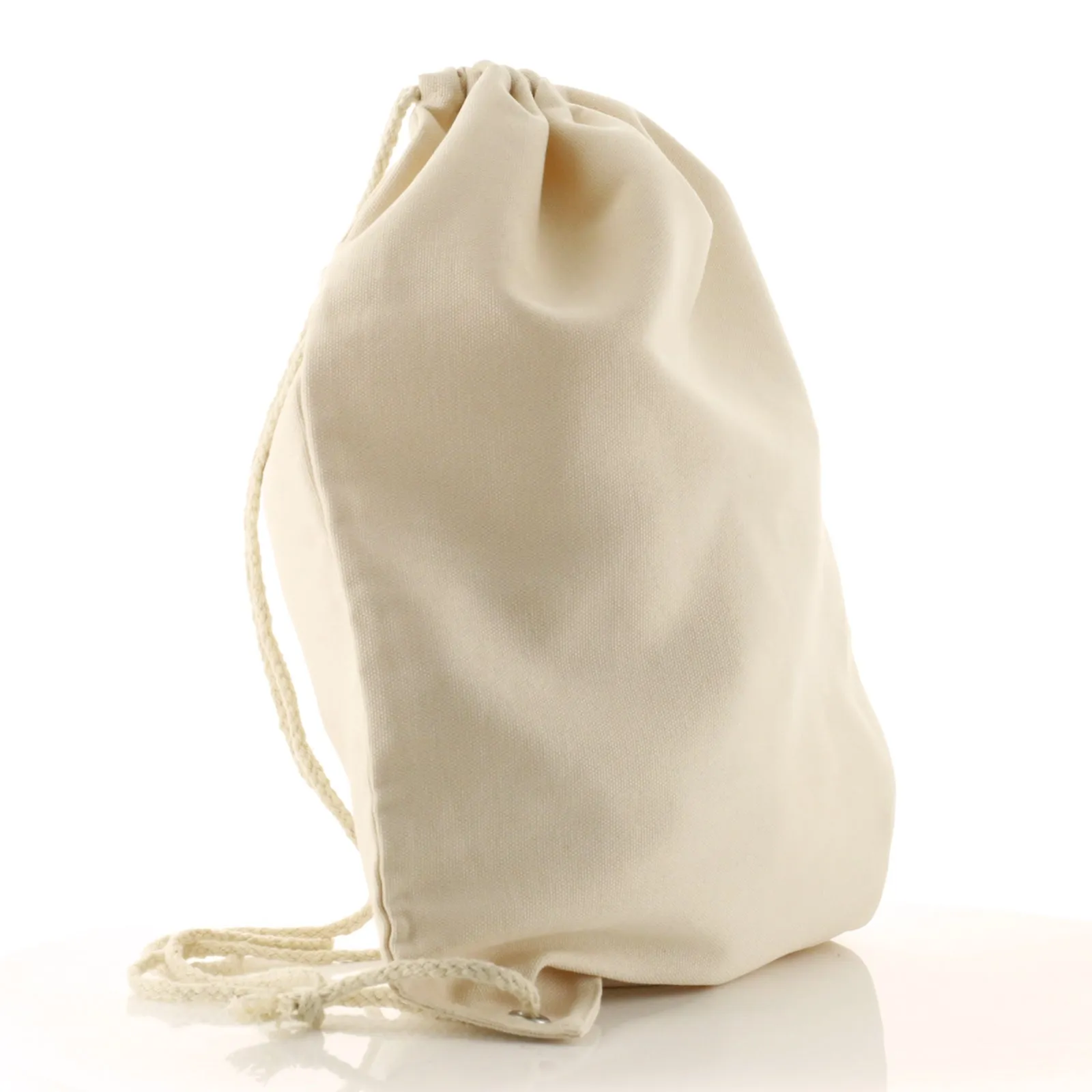 Personalised Canvas Drawstring Backpack with Stylish Text and Floral MUM