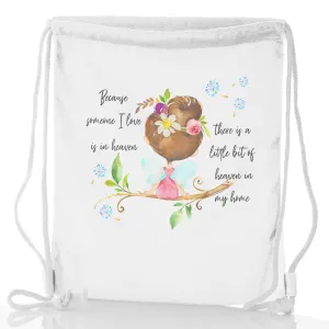 Personalised Glitter Drawstring Backpack with Heaven Love Message