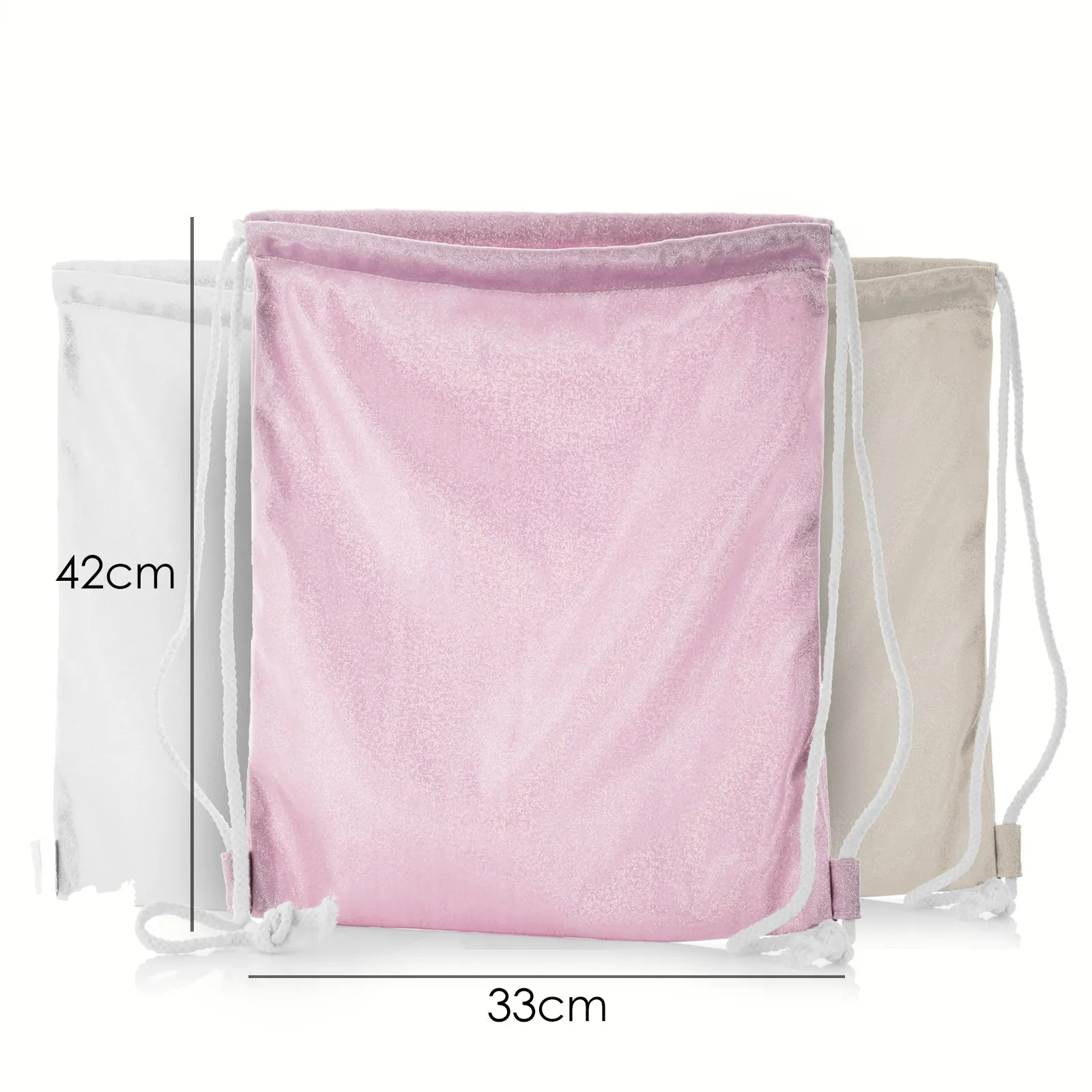 Personalised Glitter Drawstring Backpack with Stylish Text and Moon Love Message