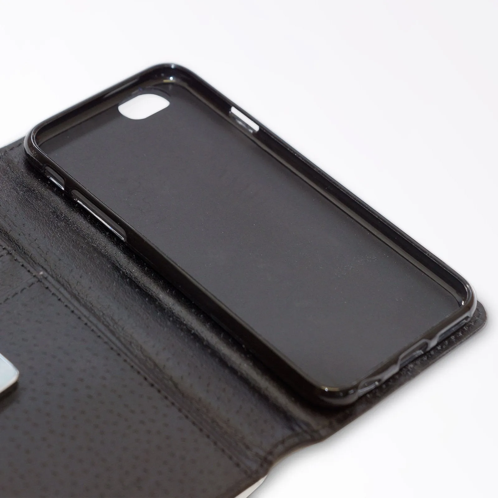 Personalised HTC Phone Leather Wallet with Pink Stylish text, Stars and Hearts on Black Marble