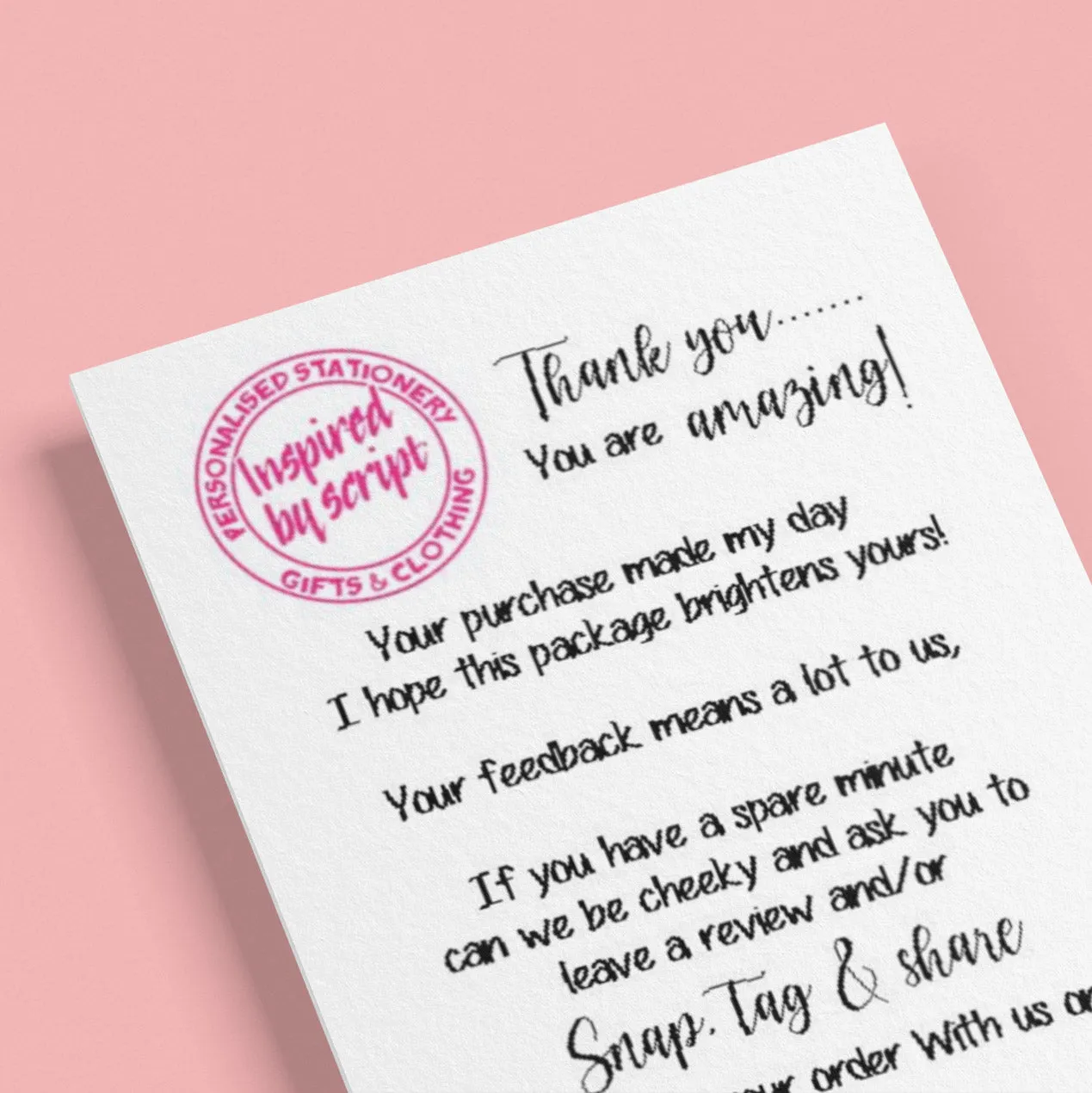 PERSONALISED SNAP, TAG & SHARE CARDS- 8.5cm x 5.5cm
