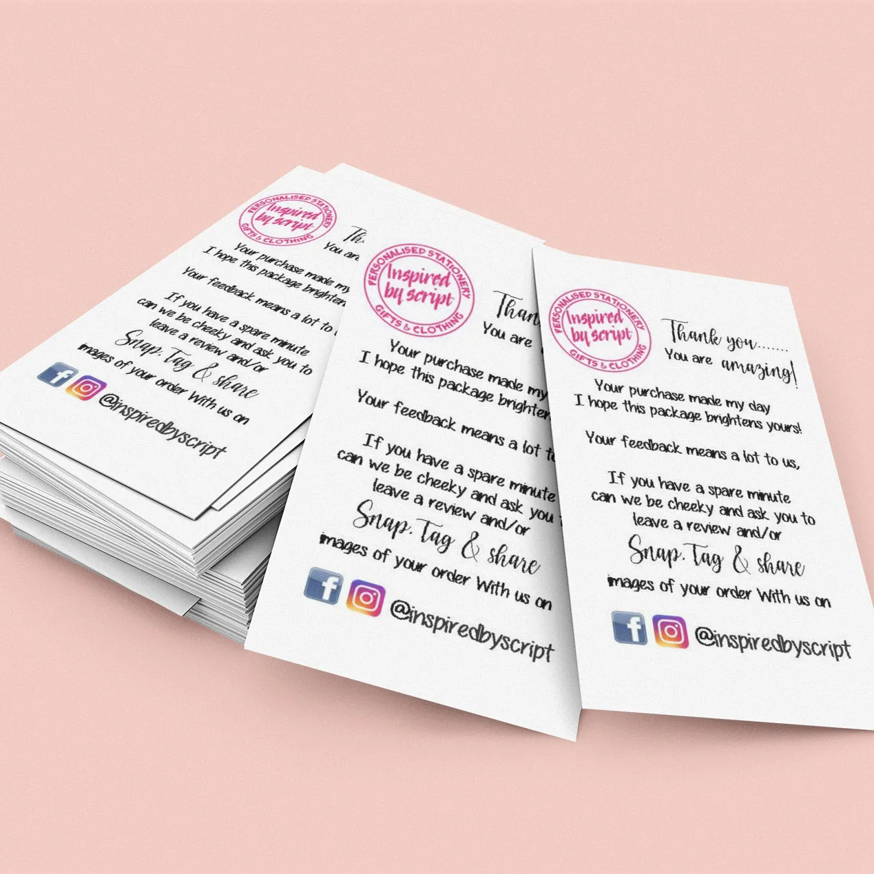PERSONALISED SNAP, TAG & SHARE CARDS- 8.5cm x 5.5cm
