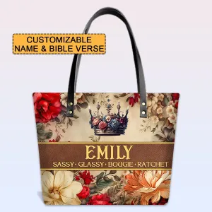 Personalized Leather Tote Bag with Bible Verses – Your Name, Your Faith, Your Style | CHRISTIANARTBAG Leather TOTE Bag
