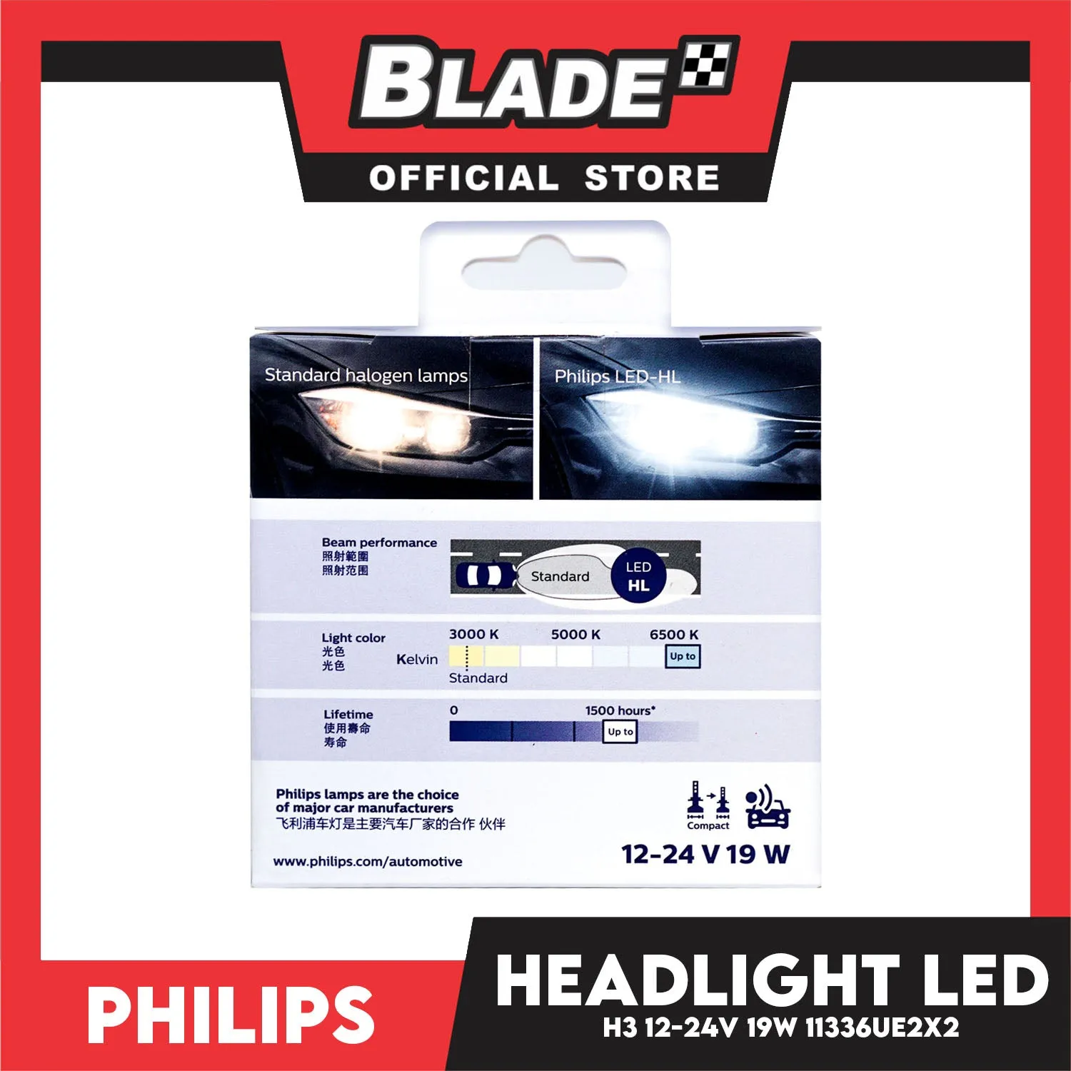 Philips Ultinon Essentials G2 Led Bulbs H3 6500K 11336UE2X2 12-24V 19W- Headlight Bulb