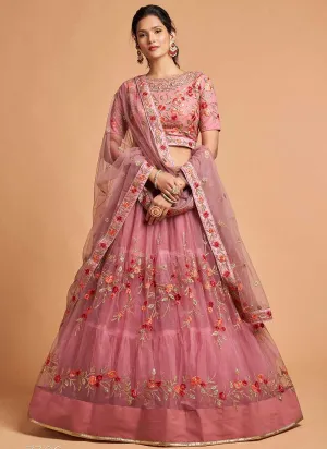 Pink Floral Heavy Embroidered Designer Lehenga Choli