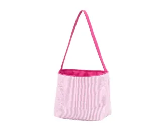 Pink Seersucker Basket