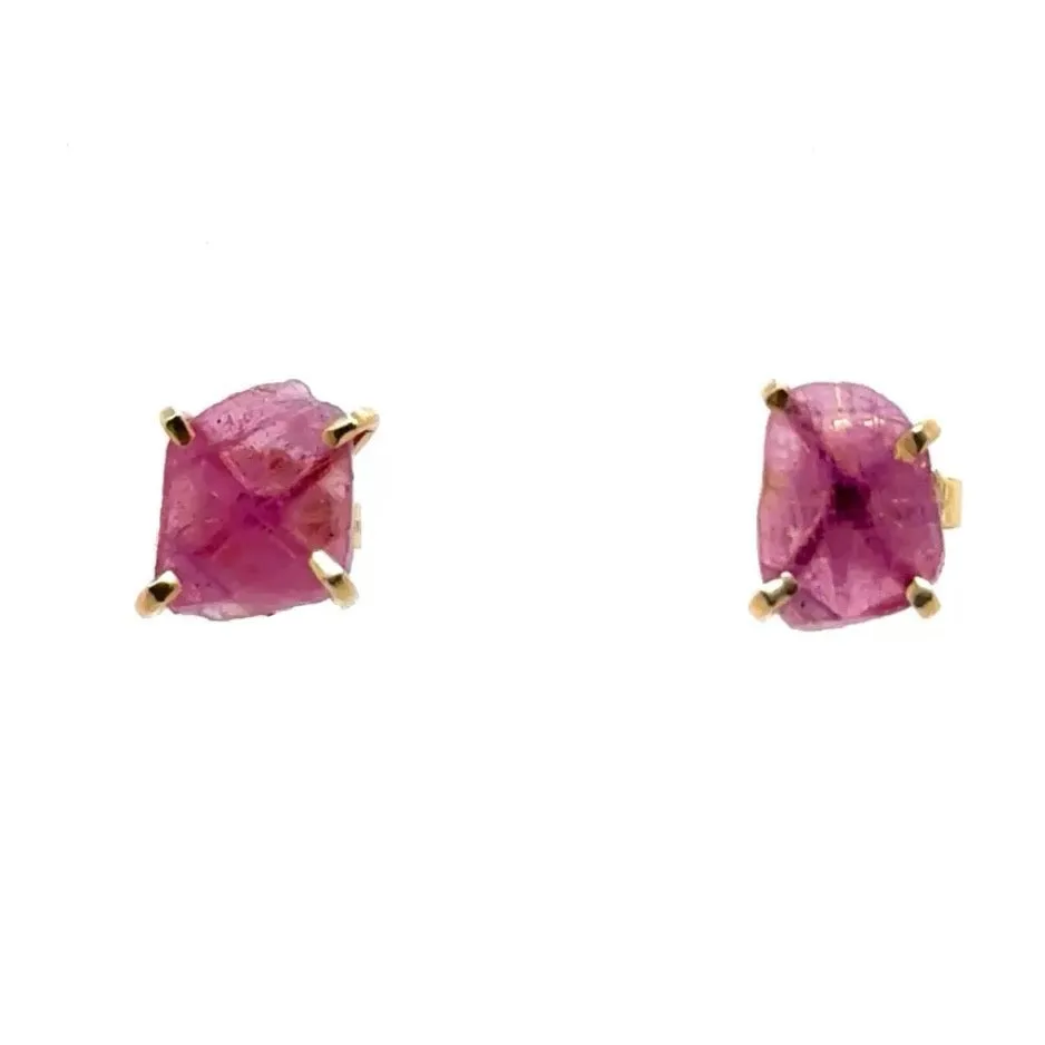 Pink Slice Sapphire Studs