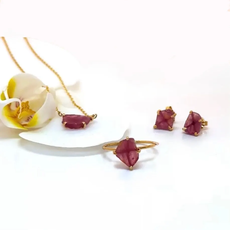 Pink Slice Sapphire Studs
