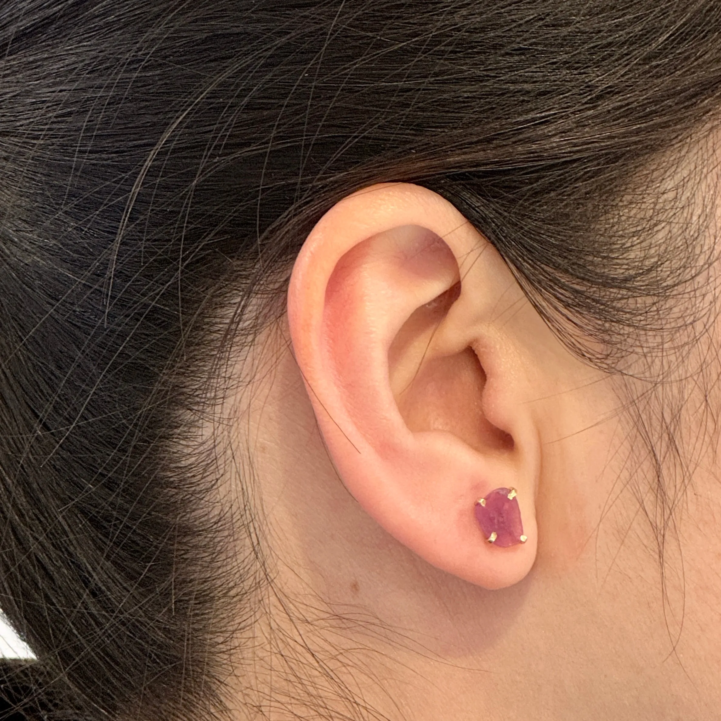 Pink Slice Sapphire Studs