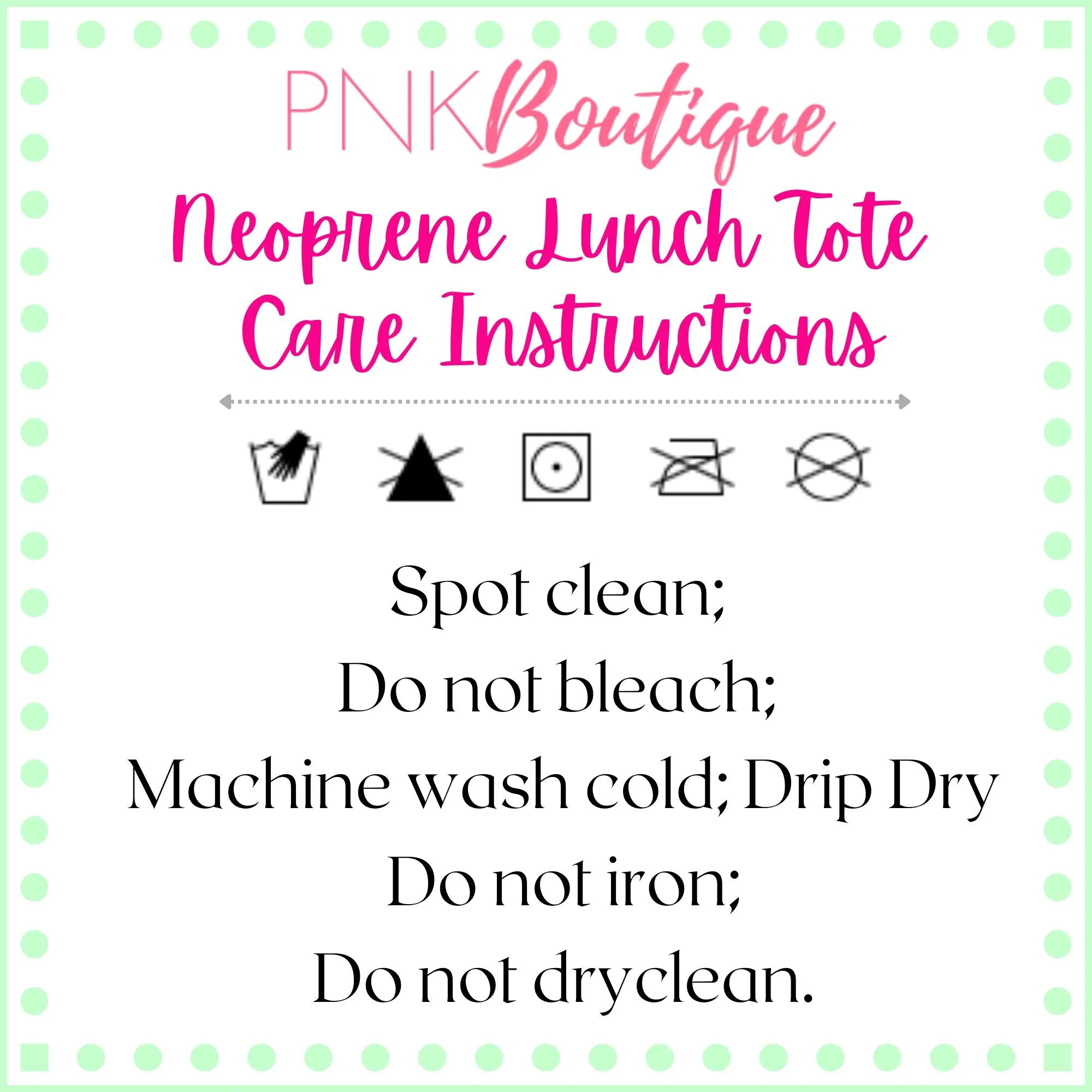 PNK Signature Pink & Green Neoprene Lunch Bag