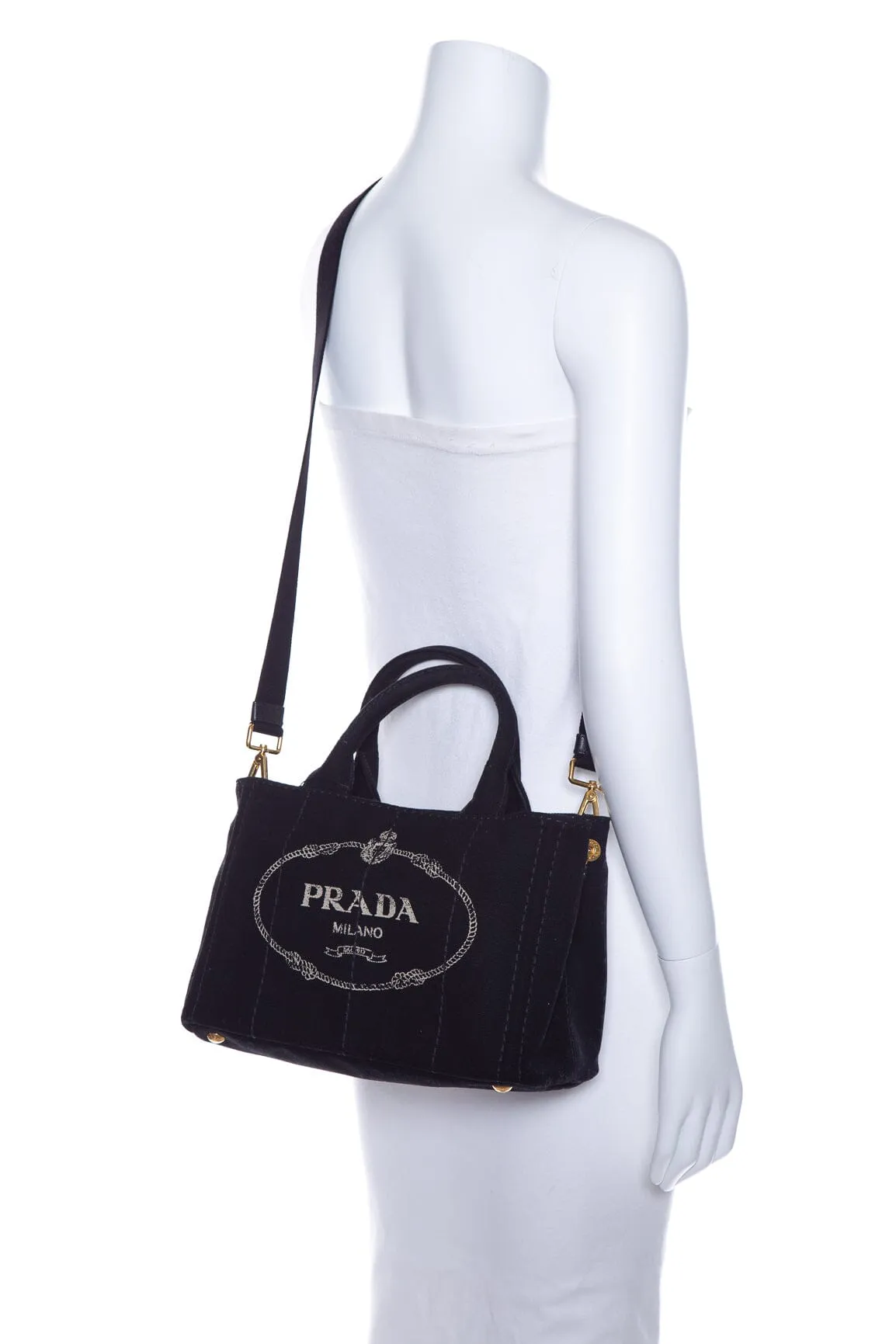 Prada Black Canvas Canapa Tote