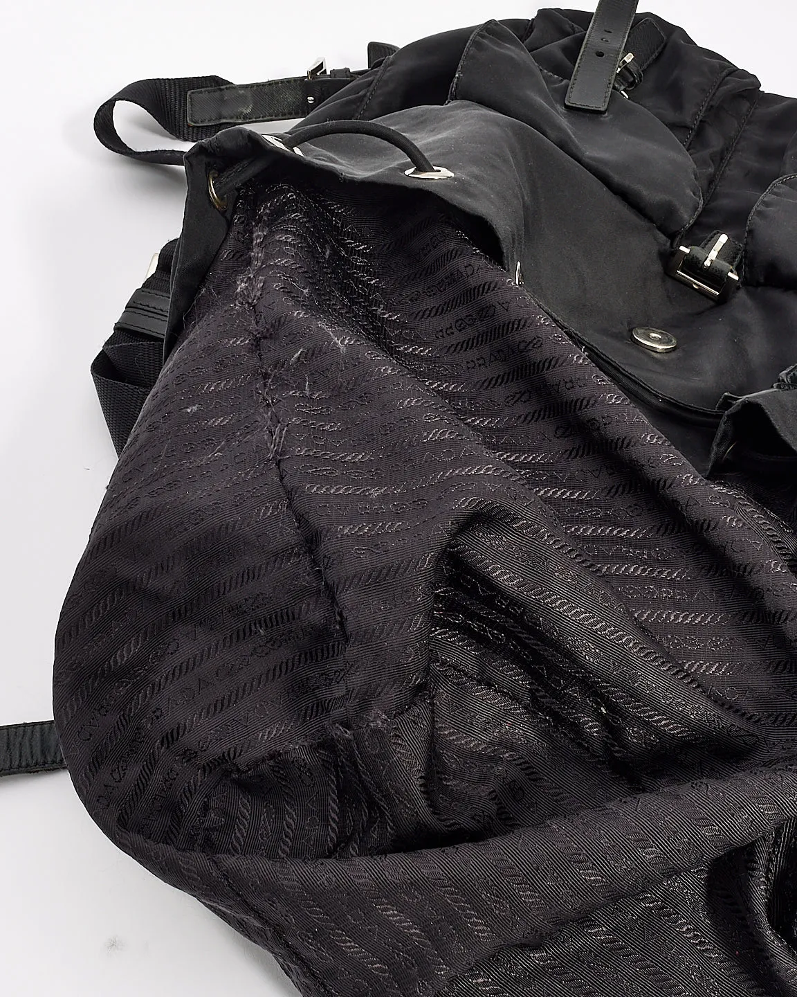 Prada Black Nylon Tessuto Drawstring Backpack