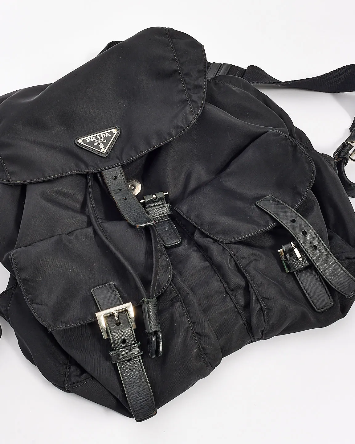 Prada Black Nylon Tessuto Drawstring Backpack