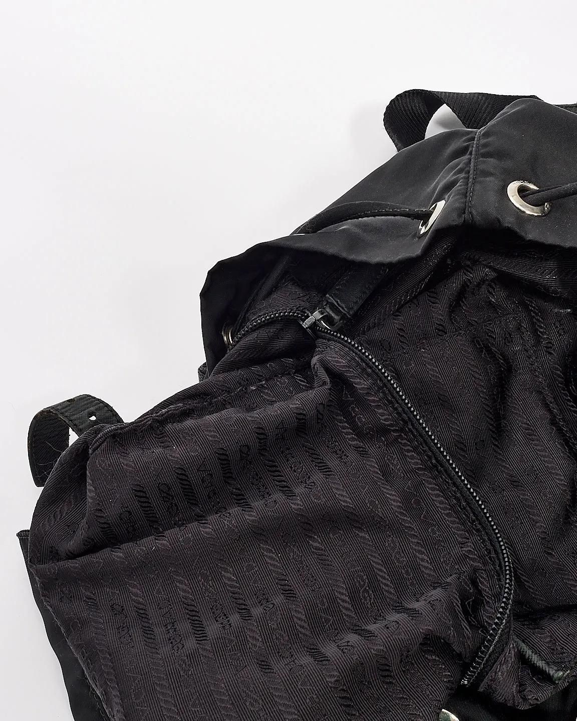 Prada Black Nylon Tessuto Drawstring Backpack