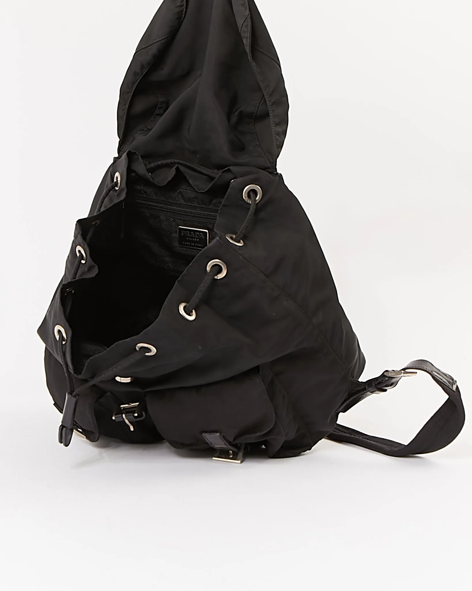 Prada Black Nylon Tessuto Two Pockets Backpack