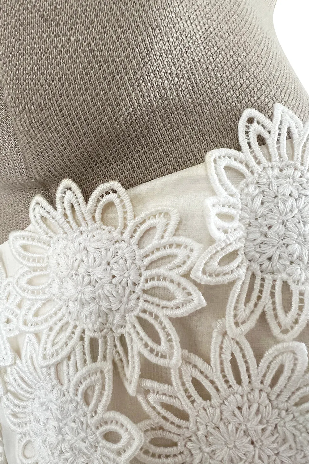 Prettiest 1994 Givenchy Couture Floral Crochet Bodice Dress w Gold Silk Skirting