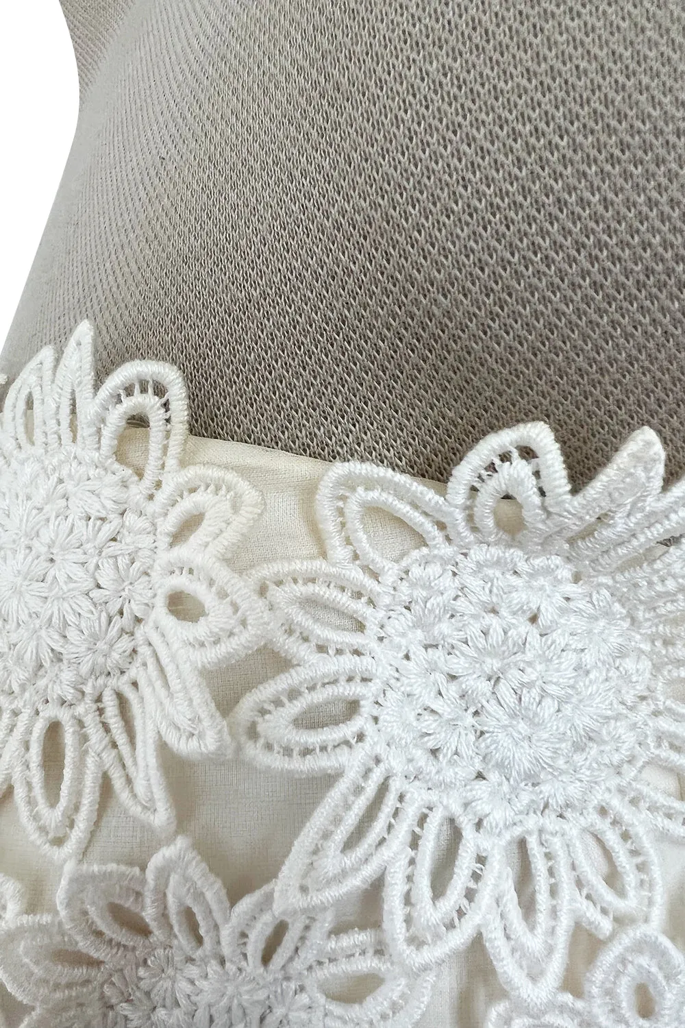 Prettiest 1994 Givenchy Couture Floral Crochet Bodice Dress w Gold Silk Skirting