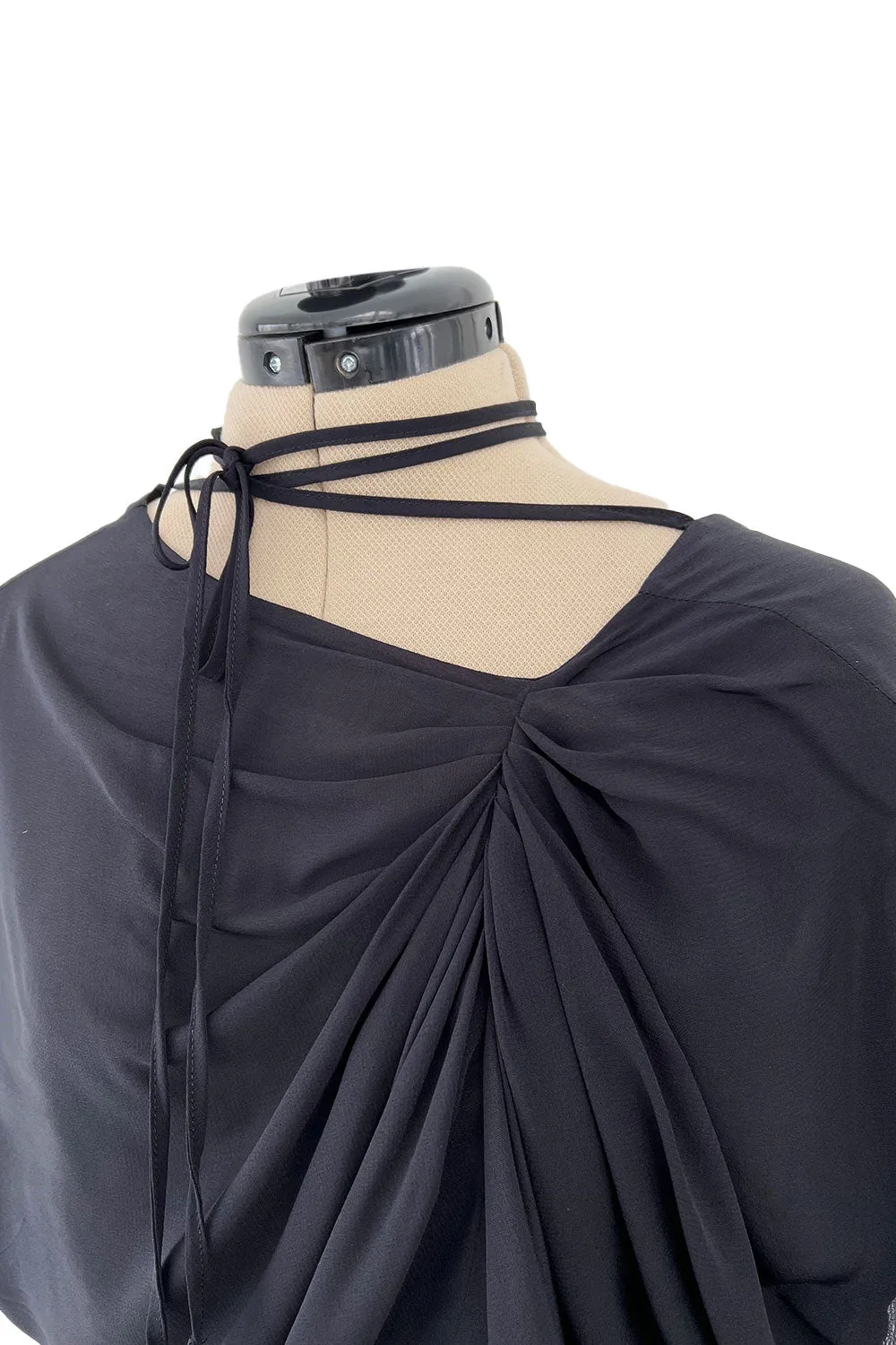 Prettiest 2000s Marni by Consuelo Castiglioni Deep Blue Black Silk Draped Dress