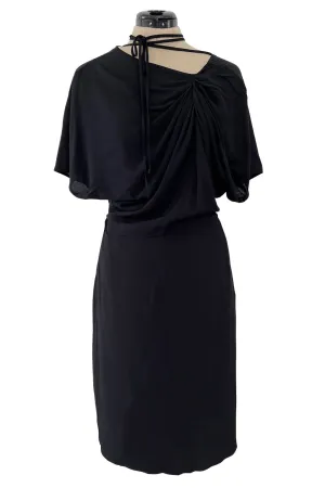 Prettiest 2000s Marni by Consuelo Castiglioni Deep Blue Black Silk Draped Dress