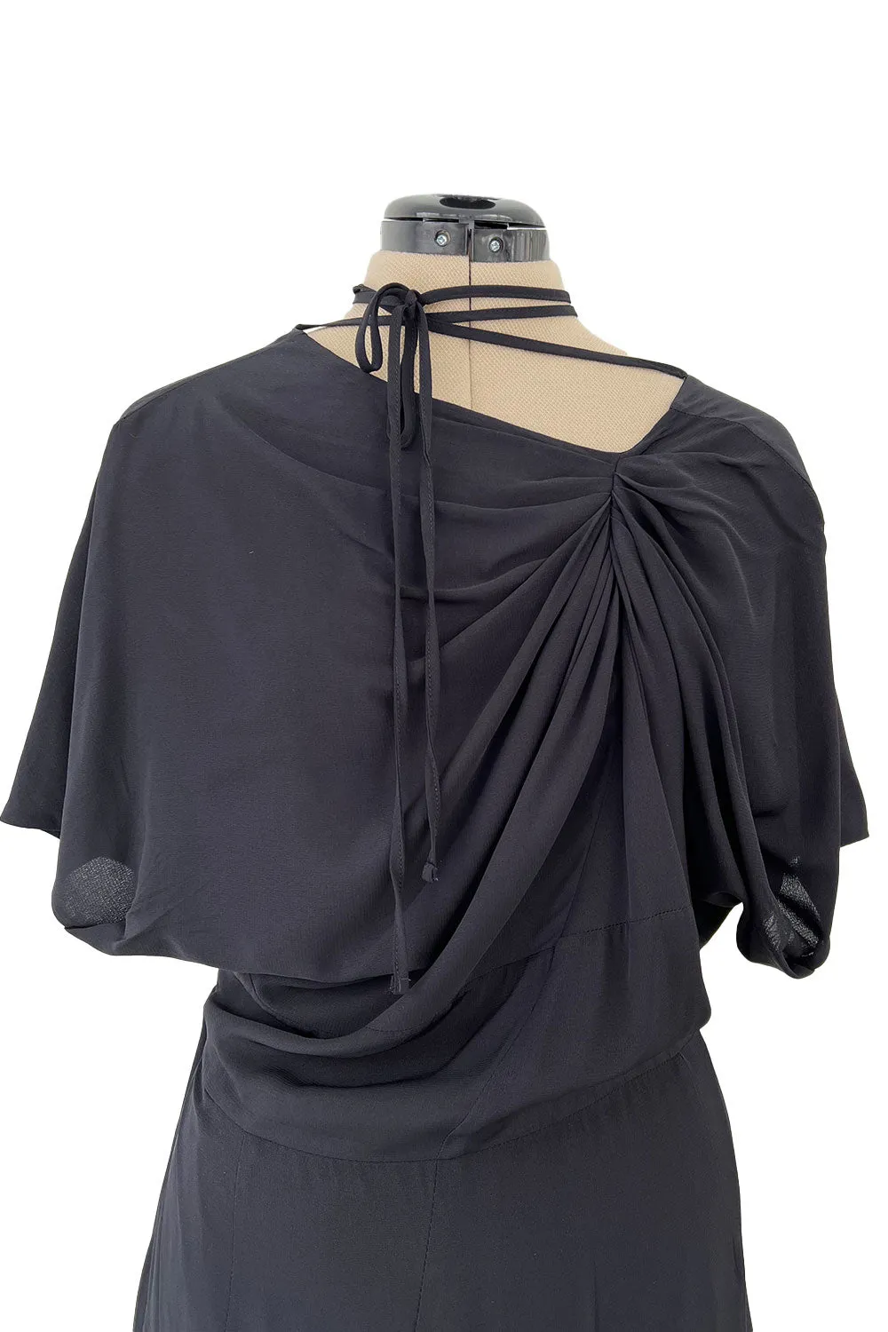 Prettiest 2000s Marni by Consuelo Castiglioni Deep Blue Black Silk Draped Dress