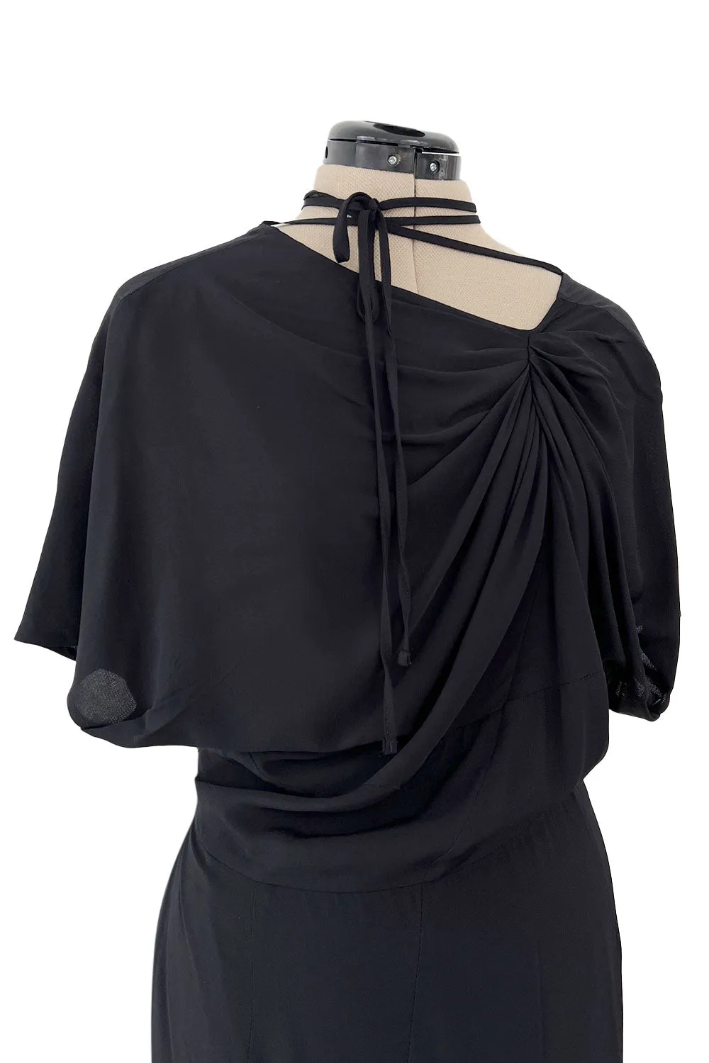 Prettiest 2000s Marni by Consuelo Castiglioni Deep Blue Black Silk Draped Dress