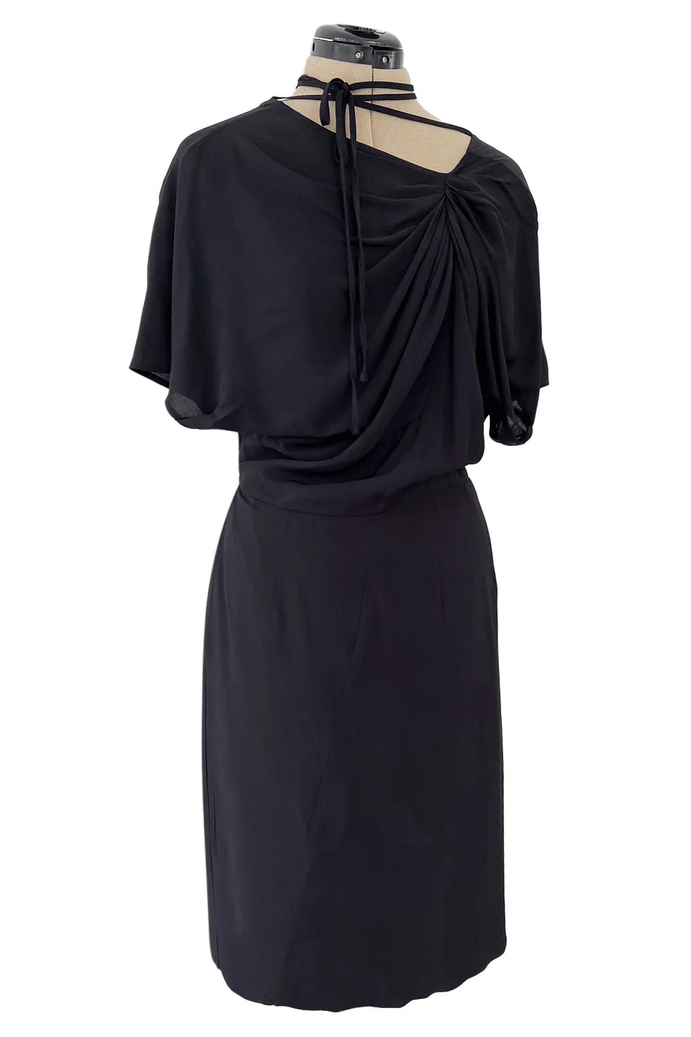 Prettiest 2000s Marni by Consuelo Castiglioni Deep Blue Black Silk Draped Dress