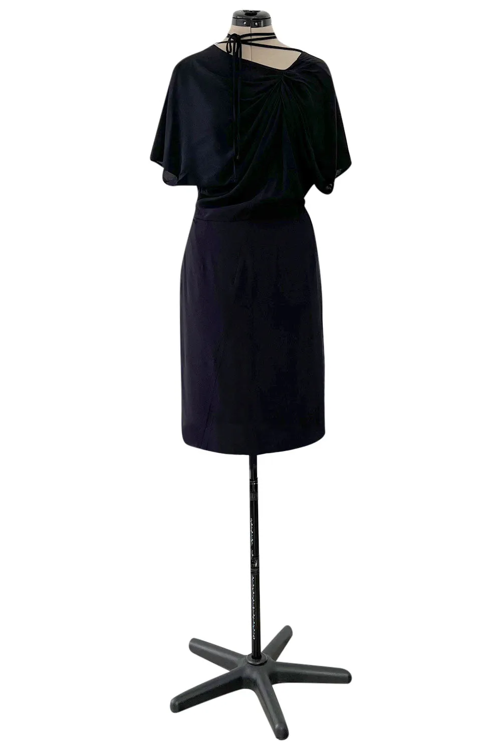Prettiest 2000s Marni by Consuelo Castiglioni Deep Blue Black Silk Draped Dress