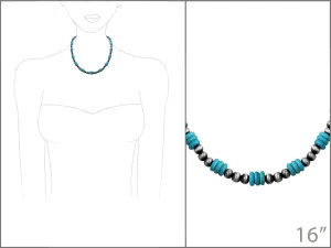 Priscilla Navajo & Triple Saucer Bead Necklace - 16"