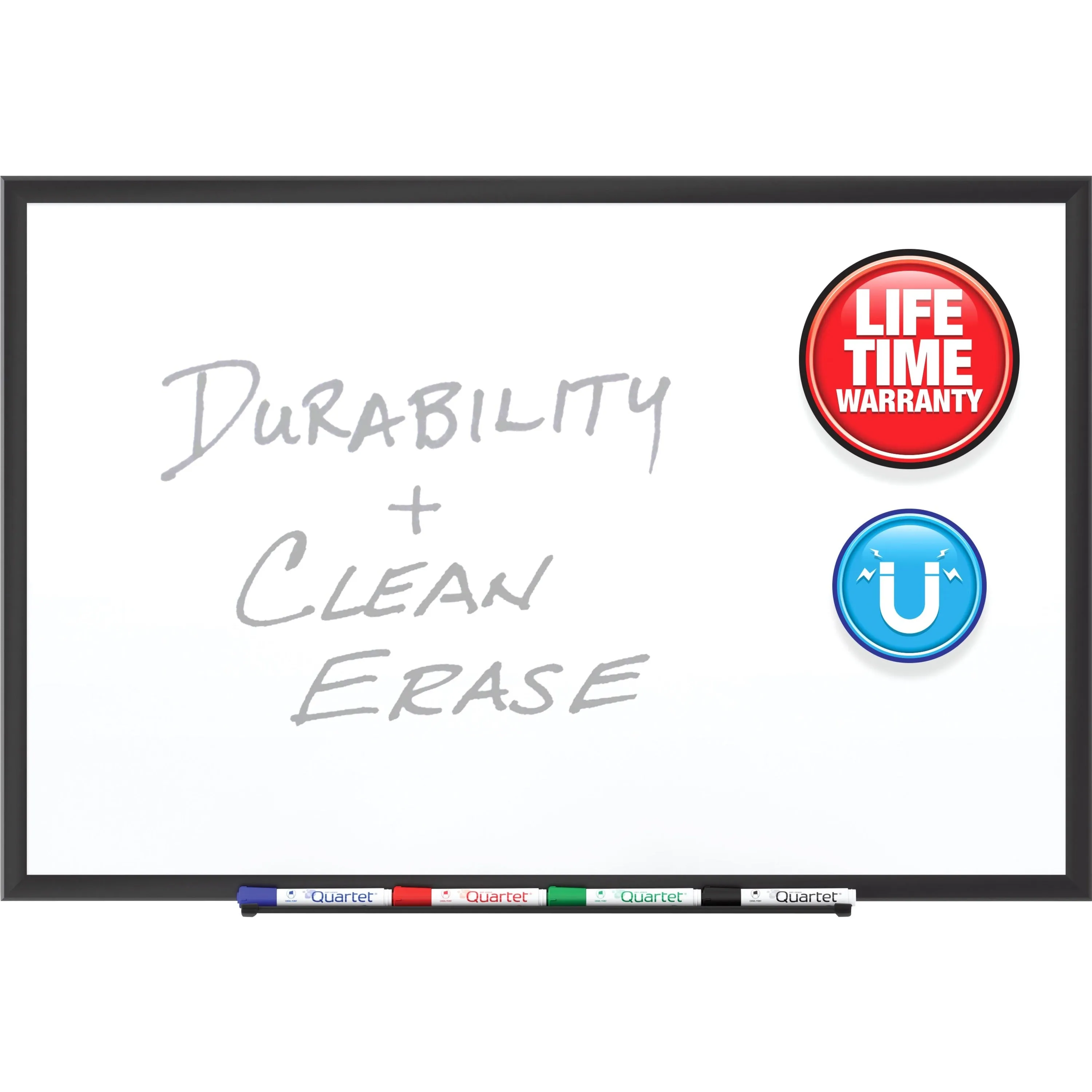 Quartet® Premium DuraMax® Porcelain Magnetic Whiteboard, 5' x 3', Black Aluminum Frame