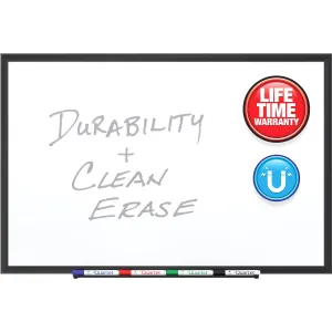 Quartet® Premium DuraMax® Porcelain Magnetic Whiteboard, 5' x 3', Black Aluminum Frame