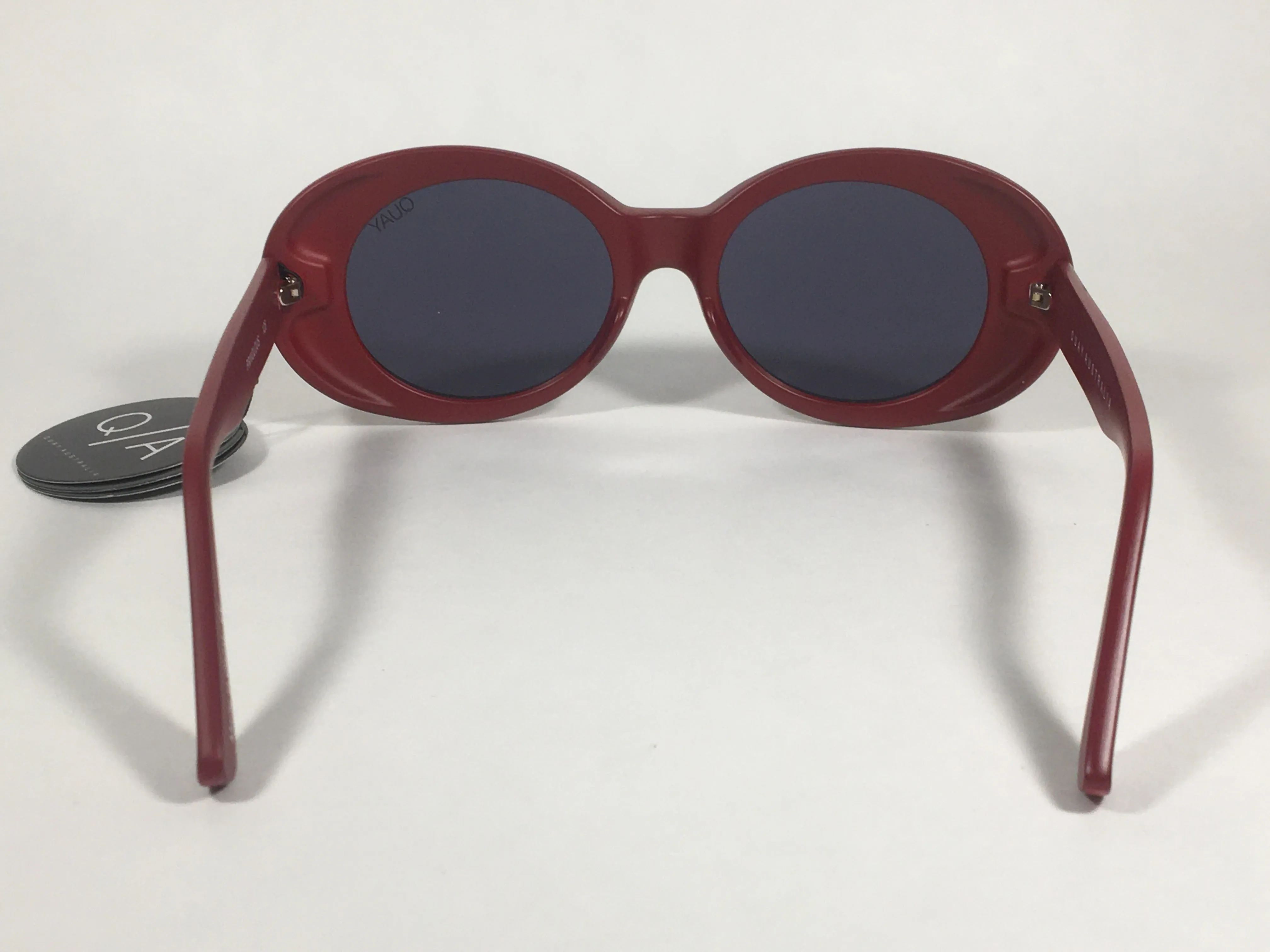 Quay Frivolous QW000293 RED/SMK Oval Sunglasses Matte Red Plastic Frame Smoke Gray Lens