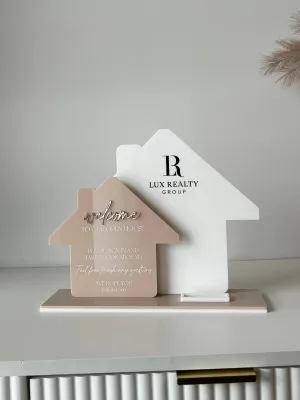 Realty Open House Business Welcome Sign   Logo and Card Holder