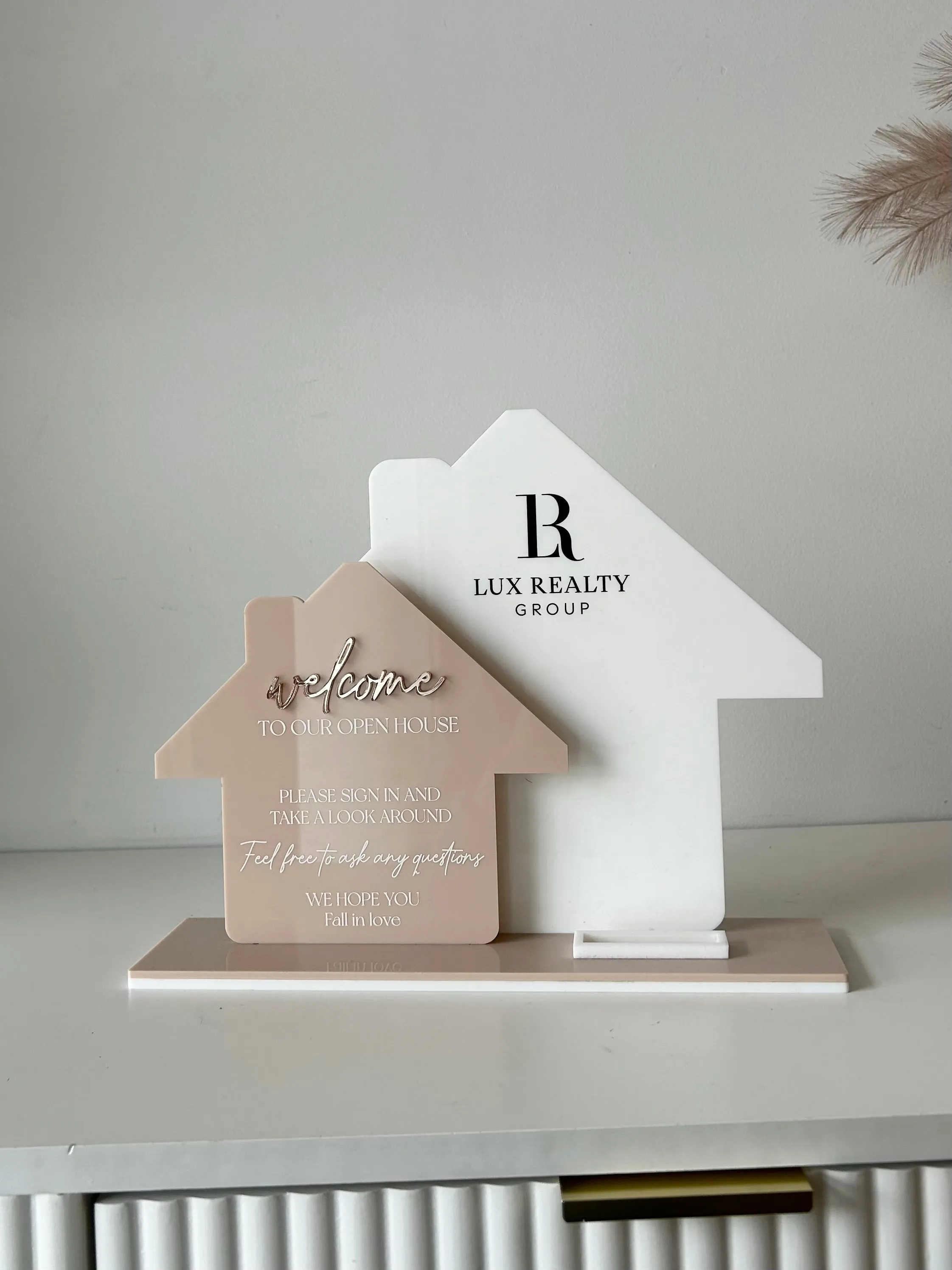 Realty Open House Business Welcome Sign   Logo and Card Holder