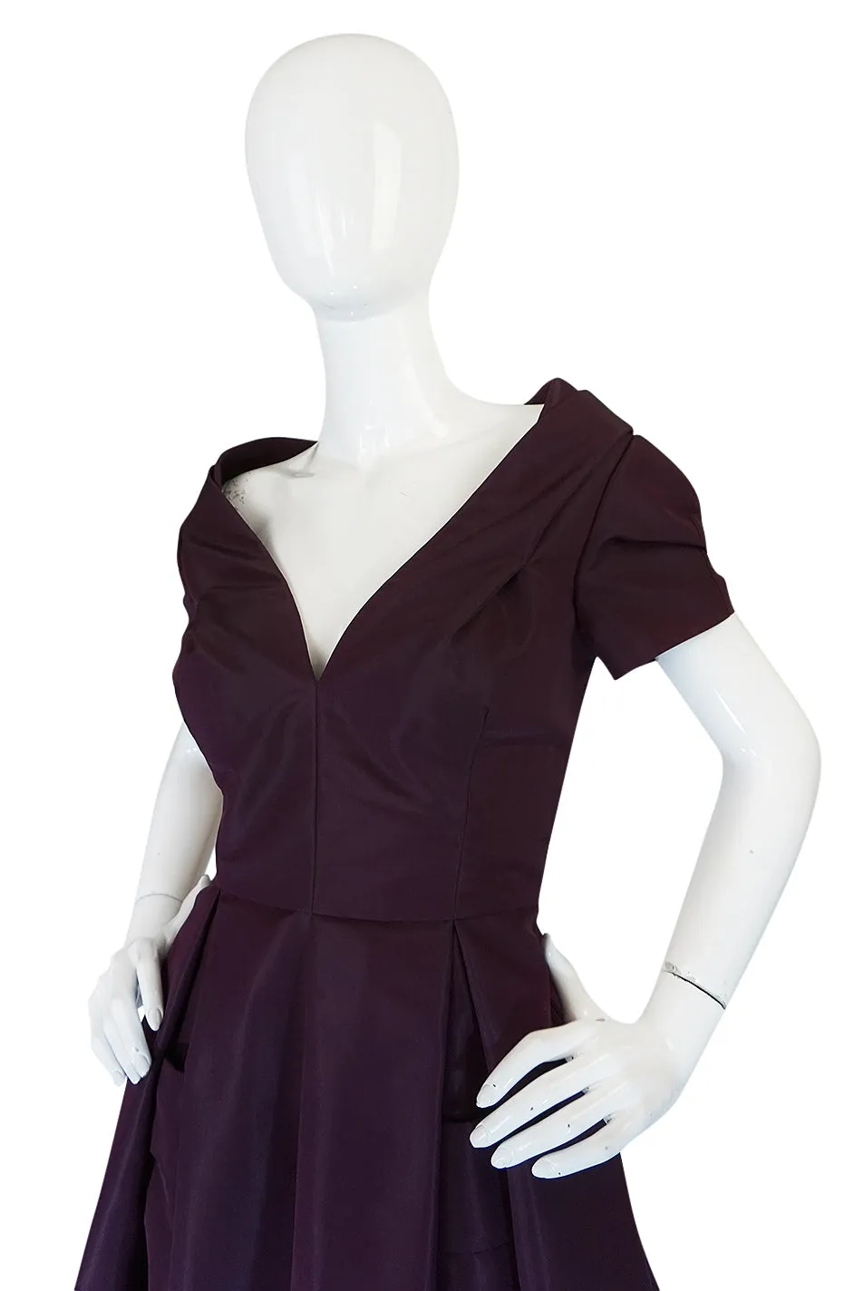 Recent Prada Deep Purple Silk Taffeta Full Skirted Dress