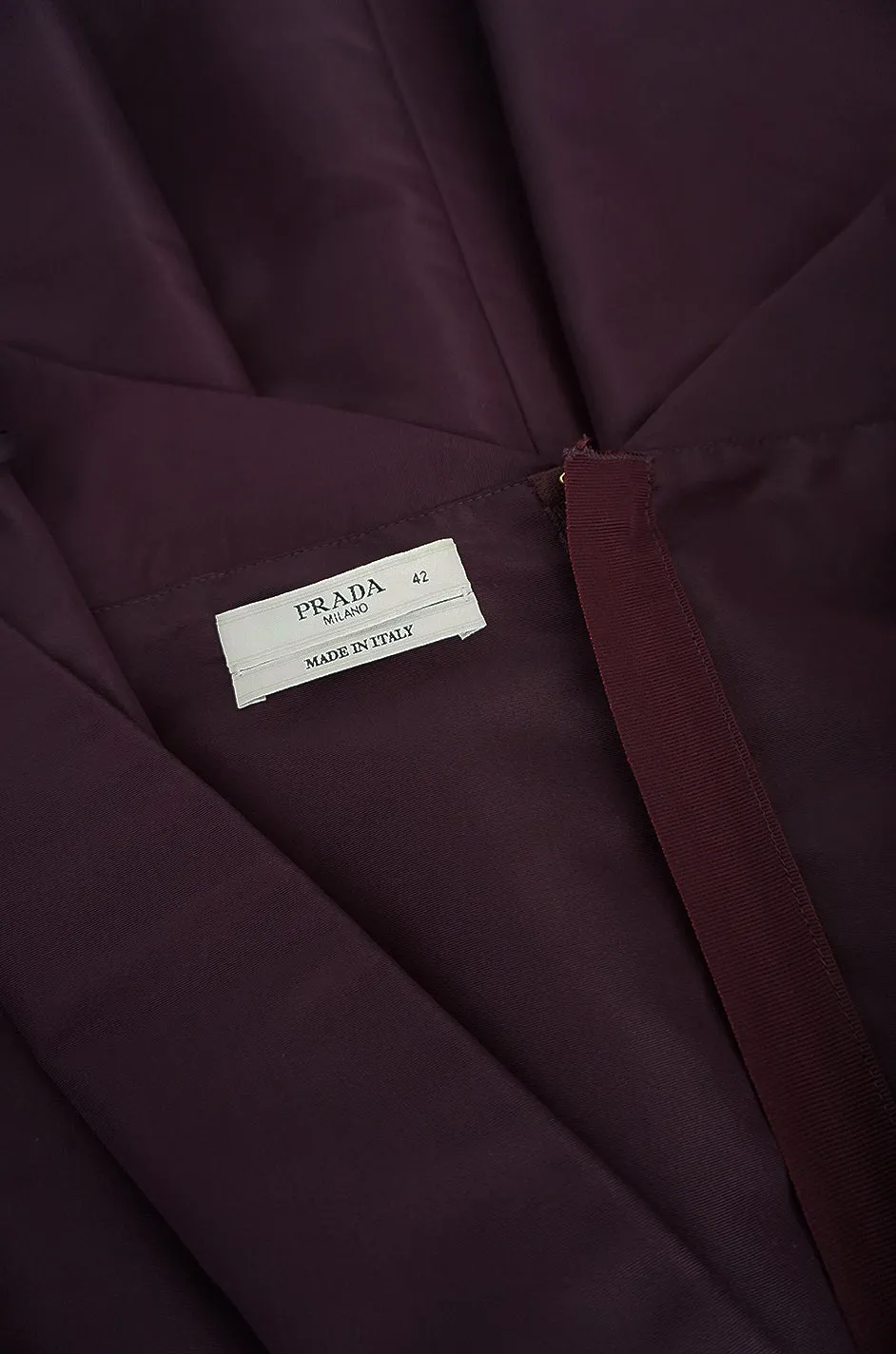 Recent Prada Deep Purple Silk Taffeta Full Skirted Dress