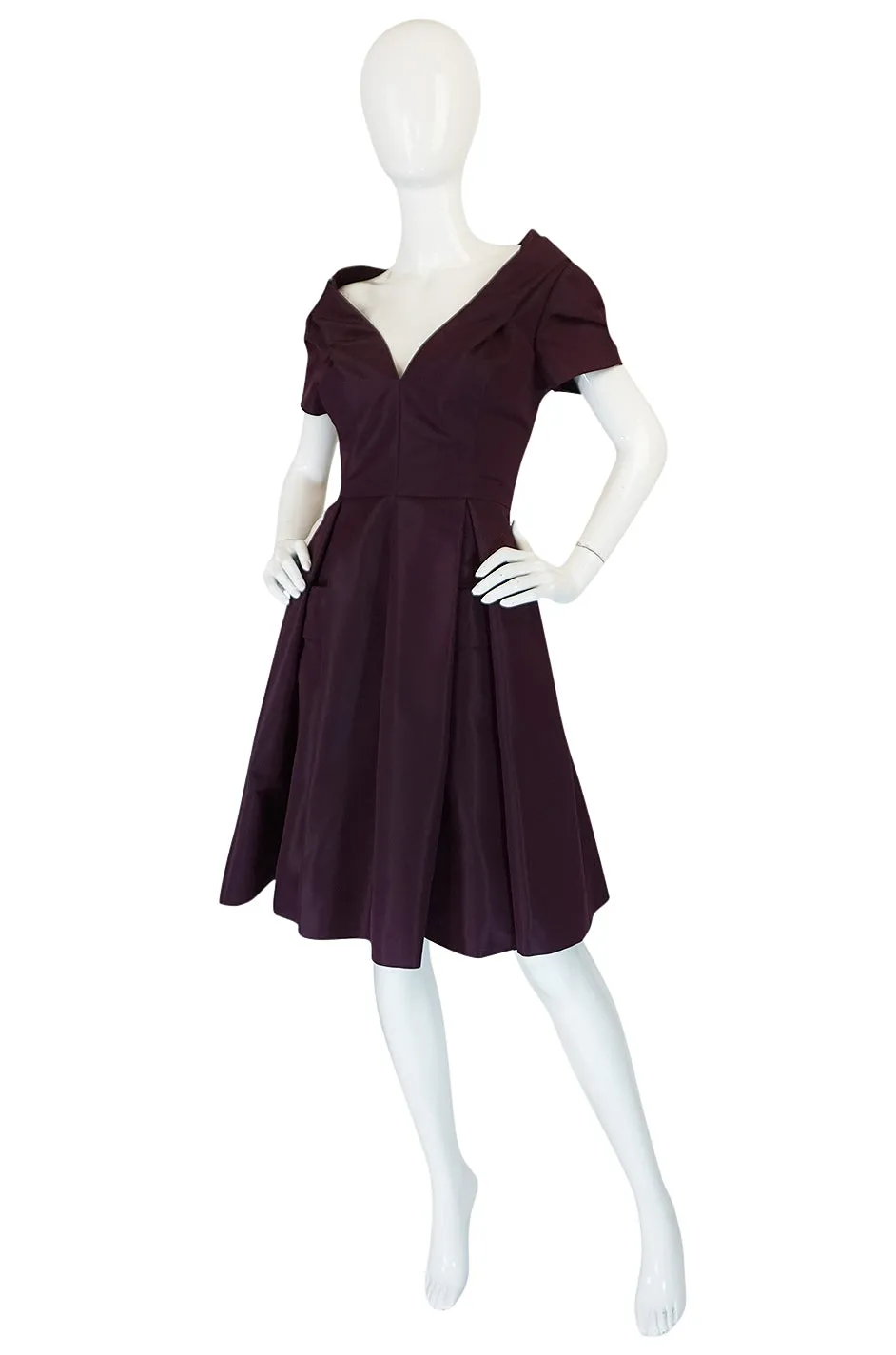 Recent Prada Deep Purple Silk Taffeta Full Skirted Dress
